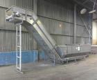 Used Stainless Steel Inclined Conveyor | Hopper Feed Elevator Conveyor System