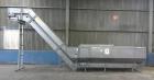 Used Stainless Steel Inclined Conveyor | Hopper Feed Elevator Conveyor System
