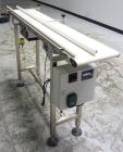 Used Garvey Dorner Model 653M Table Top Belt Conveyor. Has a VEM Motors 1370 rpm drive. Mounted on a stainless steel frame. Has a 5’ (long) x 8” (wide) belt. 3/50/230/400V.

.