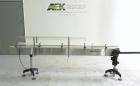 Used Inline Filling Systems Stainless Steel Belt Conveyor. Conveyor is 10’ (long) and has a 4.5” (wide) plastic chain. Has a Dayton 2M168D .5 hp DC drive motor (CE certified). 3/60/110V.