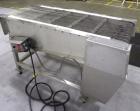 Used Wire Mesh Cooling Conveyor, 304 Stainless Steel. 22'' wide x 60'' long. Driven by a 1/2 hp, 90 volt, 1750 rpm DC gear motor, ratio 43 to 1. Includes a Bronco DC speed controller. 36'' high belt ...