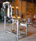 Used APS (Automated Production Systems) “S” Shaped Side Belt Bottle or Case Elevator.  (2) 3-1/2’’ tall side gripper belts, bottom horizontal section approximately 36’’ long x middle incline section ...