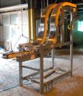 Used APS (Automated Production Systems) “S” Shaped Side Belt Bottle or Case Elevator.  (2) 3-1/2’’ tall side gripper belts, bottom horizontal section approximately 36’’ long x middle incline section ...