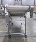 Used Panatrol Stainless Steel Inclined Mesh Belt Conveyor.  Approximately 29-1/2” wide x 213” long plastic mesh belt. Approximate 32” infeed height, 64” discharge height.  Driven by a 2 hp, 3/60/208-...