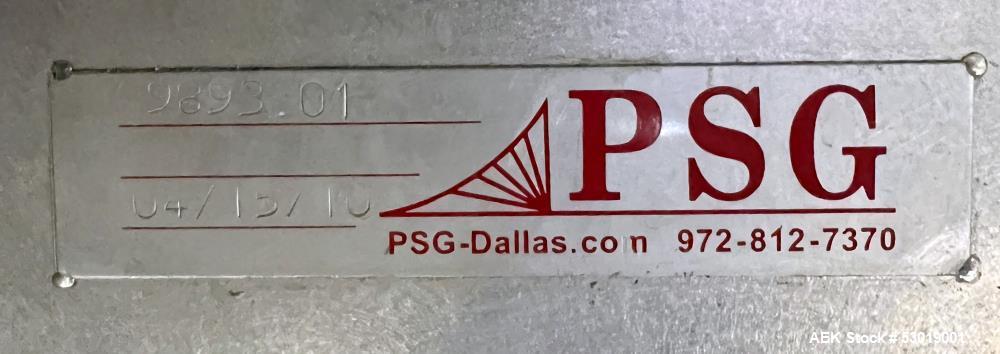 Used- PSG-Dallas Z-Inclined Conveyor. Stainless steel outer, with Plastic Belt. Approximate 15-1/4" wide, cleat 14" wide x 3...