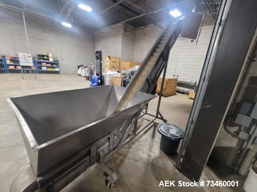Used Ralston Inclined Cleated Belt Conveyor – 8.5" Wide Belt, Adjustable Height, 61" x 42" Hopper