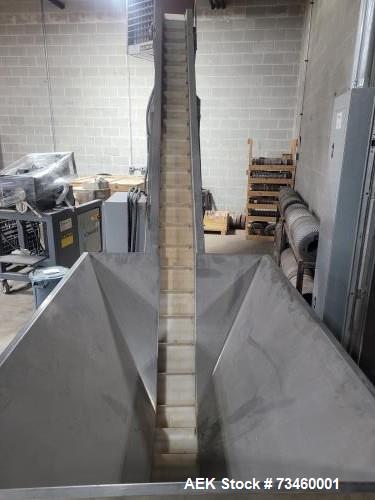Used Ralston Inclined Cleated Belt Conveyor – 8.5" Wide Belt, Adjustable Height, 61" x 42" Hopper