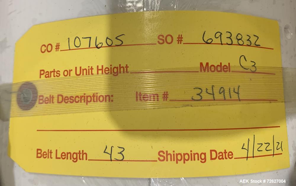 Used Universal Industries SC Series Bucket Elevator, Model SC-SS6 LH. Stainless steel construction. 6" x 4" HDPE buckets. Driven by a 1hp, 3/60/230/460 Volt, 1745 rpm gear motor. Approx 19 1/2' disch...