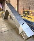 Used- PSG-Dallas Z-Inclined Conveyor. Stainless steel outer, with Plastic Belt. Approximate 15-1/4