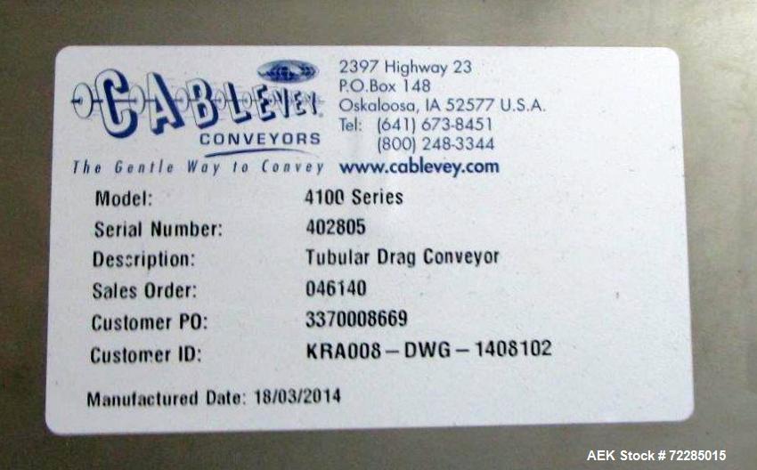 Used Cablevey Tubular Drag Cable & Disc Conveyor, Model 4100 Series