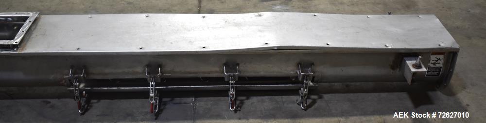 Used- Screw Conveyor, 304 Stainless Steel. Approximate trough 110" long x 10-1/2" wide x 10-1/2" deep. Top infeed 10" x 10",...