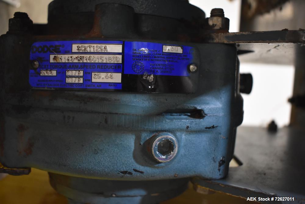 Used Screw Conveyor, 304 Stainless Steel. Approximate trough 110" long x 10-1/2" wide x 10-1/2" deep. Top infeed 10" x 10", 6" bottom discharge. Screw approximately 8-1/2" diameter x 110" long. Drive...