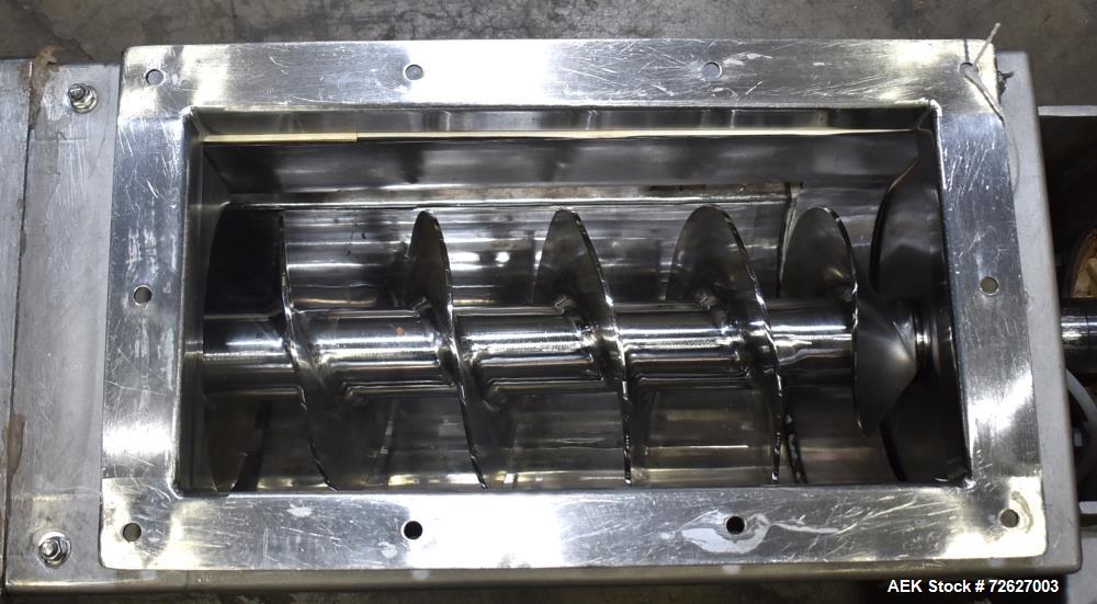 Used- American Process Screw Conveyor, Model S009-5434/SCH*09, 304 Stainless Steel. Top infeed 20" x 10", bottom discharge 1...