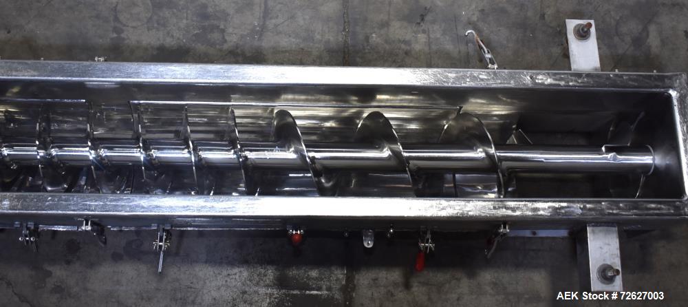 Used- American Process Screw Conveyor, Model S009-5434/SCH*09, 304 Stainless Steel. Top infeed 20" x 10", bottom discharge 1...