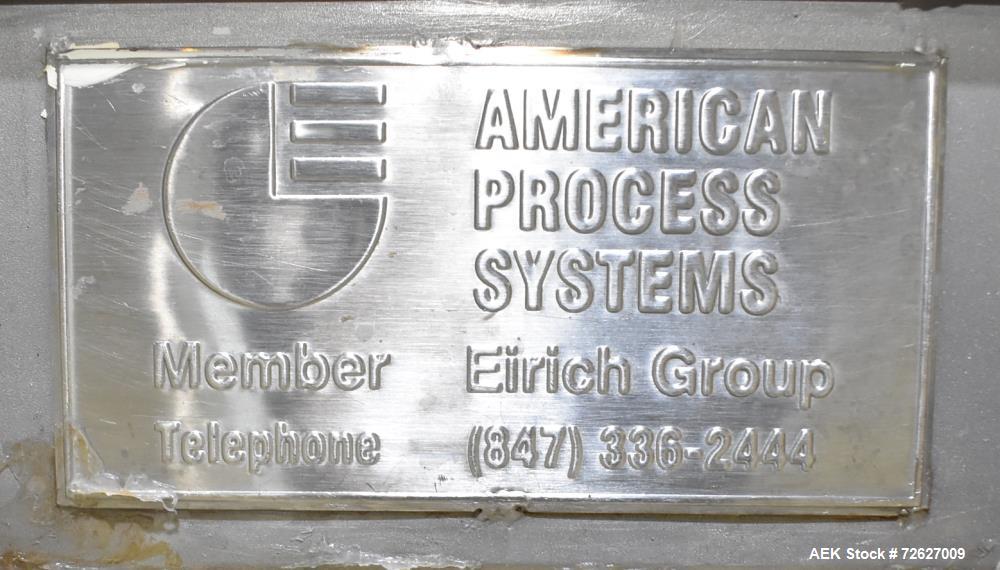 Used- American Process Systems Screw Conveyor, Model S009-5434/SCH*09, 304 Stainless Steel.  Top infeed 20" x 10", bottom di...
