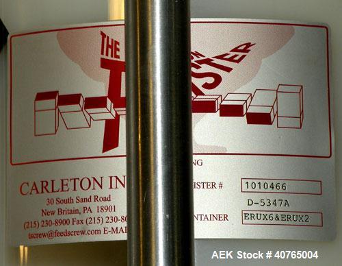 Used Carleton Helical Technologies Carleton Carton Twister. (2) 1/4hp, 90 volt dc motors, (1) Penta drive controller. Designed to gently and rapidly invert or rotate positions a variety of containers...