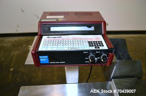 Used Digital Design M400 Transport System, Model M400TRSS, Stainless Steel. (2) 1’’ Wide x 32’’ long horizontally mounted belts. Product size range: Height 1’’ to 12’’, Width 1’’ to 7’’, Length 1’’ t...