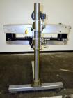 Used Side Belt Portable Transfer Conveyor. (2) Approximate 1” wide x 45” long side belts, manually adjustable to a maximum opening to 5-1/4”. Driven by a 1hp, 3/60/208-230/460 volt, 1750 rpm gear mot...
