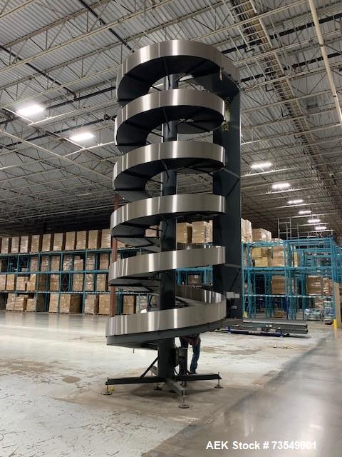 Used Ambaflex Spiral Case Conveyor – Model SpiralVeyor SV, 252” Tall, 92” Belt, Stainless Steel