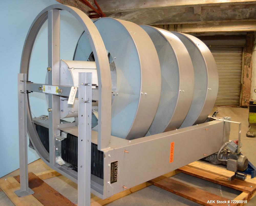Used Ryson 12in W Unit Load Spiral Incline Case Conveyor, Model 1200300