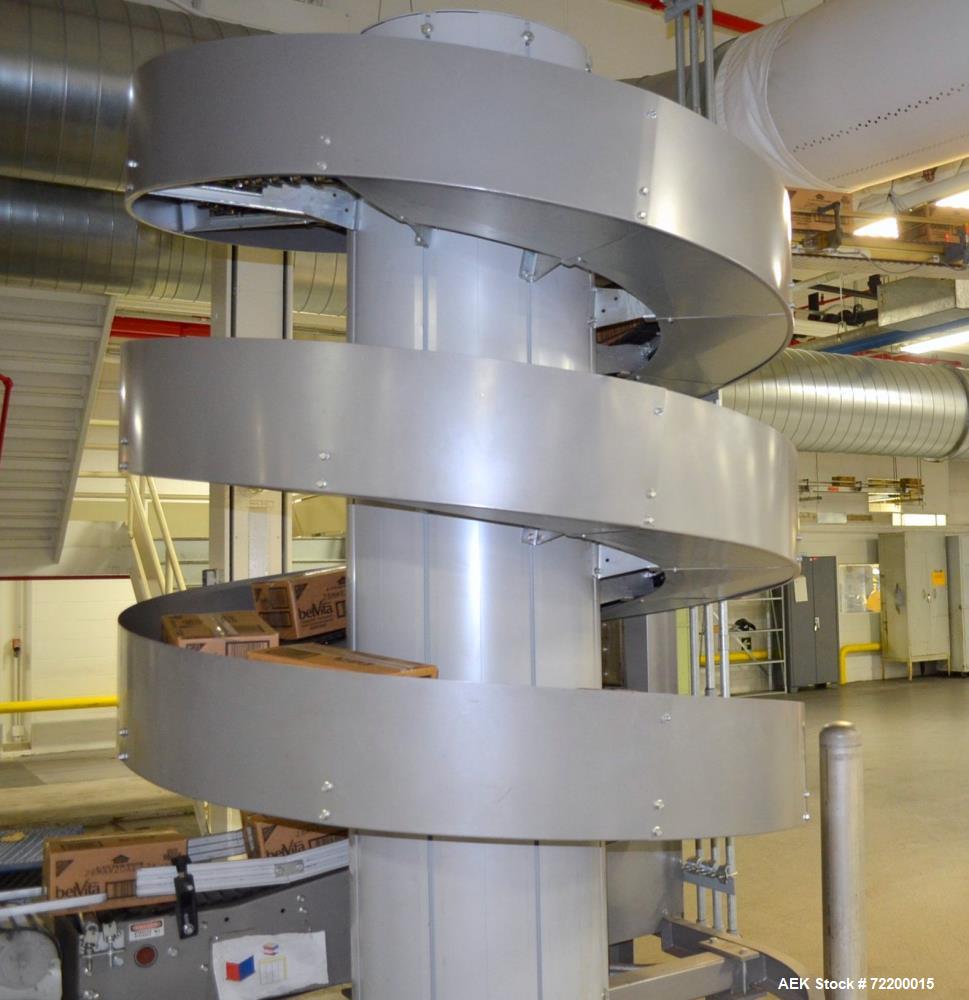 Used Ryson 12in W Unit Load Spiral Incline Case Conveyor, Model 1200300