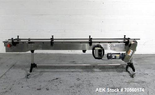 Used Slat Conveyor, 4.5" wide x 115" long, driven by .75 hp motor, with VFD.