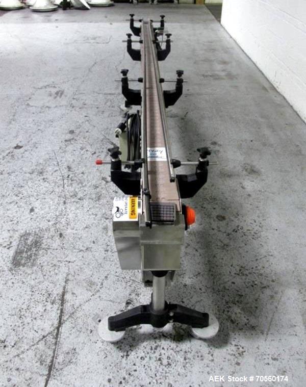 Used Slat Conveyor, 4.5" wide x 115" long, driven by .75 hp motor, with VFD.