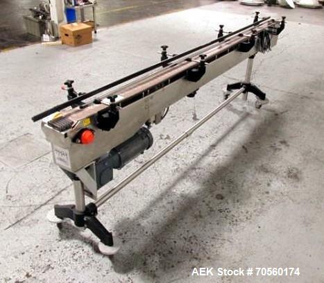Used Slat Conveyor, 4.5" wide x 115" long, driven by .75 hp motor, with VFD.