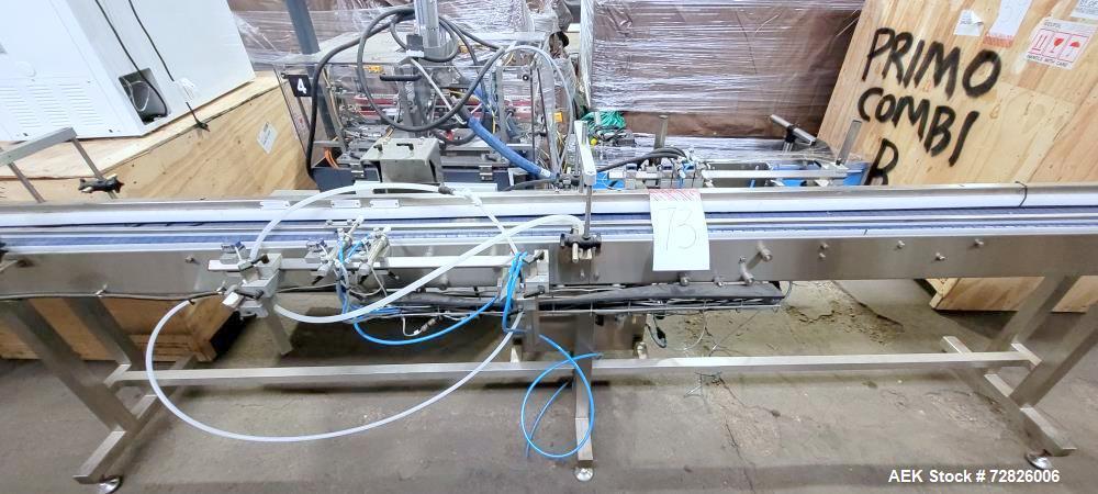 Unused- Endflex Table Top Dual Lane Powered Indexing Conveyor. Originally designed to run cannabis jars under Primo Combi Co...