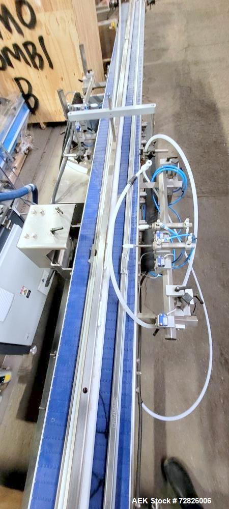 Unused- Endflex Table Top Dual Lane Powered Indexing Conveyor. Originally designed to run cannabis jars under Primo Combi Co...