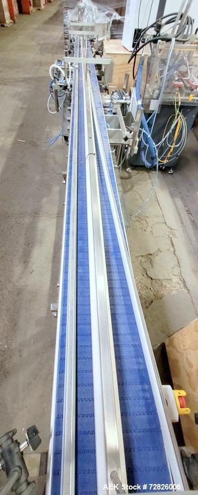 Unused- Endflex Table Top Dual Lane Powered Indexing Conveyor. Originally designed to run cannabis jars under Primo Combi Combination Jar filling scale. 16' (192") LONG X 6" WIDE, INCLUDES PLUNGING F...