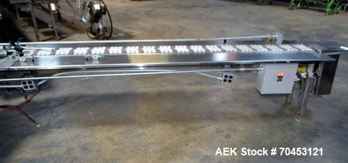 Used Advantage 90 Degree Table Top Belt Conveyor spproximately 7" wide x 112" long into a 90 degree x 38" long belt. Has motor and controller. Mounted on a stainless steel frame. Built 2002. SELLING ...