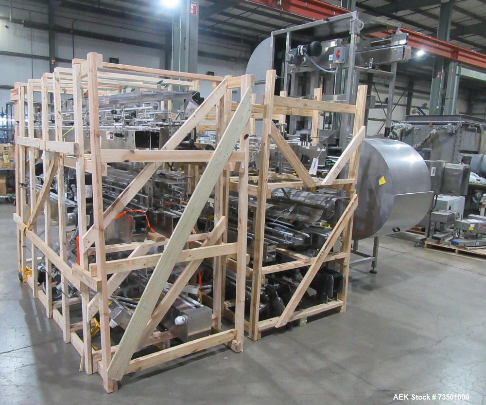 Unused Arrowhead Line Conveyor with Gripper Air Lowerator Rinser. Has Nema 4X HBLDS3AC local motor safety disconnects and Septimatech guide rails.