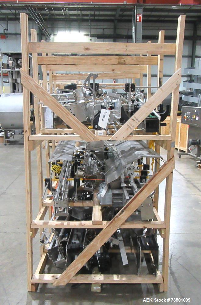 Unused Arrowhead Line Conveyor with Gripper Air Lowerator Rinser. Has Nema 4X HBLDS3AC local motor safety disconnects and Septimatech guide rails.