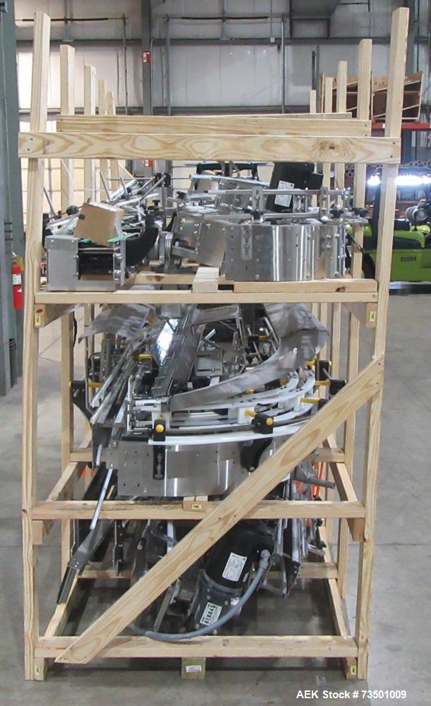 Unused Arrowhead Line Conveyor with Gripper Air Lowerator Rinser. Has Nema 4X HBLDS3AC local motor safety disconnects and Septimatech guide rails.