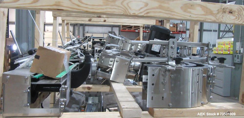 Unused Arrowhead Line Conveyor with Gripper Air Lowerator Rinser. Has Nema 4X HBLDS3AC local motor safety disconnects and Septimatech guide rails.