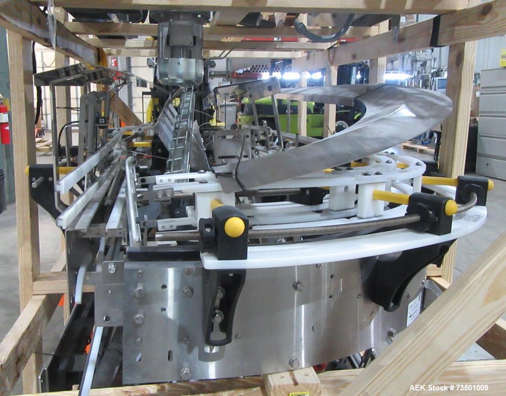 Unused Arrowhead Line Conveyor with Gripper Air Lowerator Rinser. Has Nema 4X HBLDS3AC local motor safety disconnects and Septimatech guide rails.