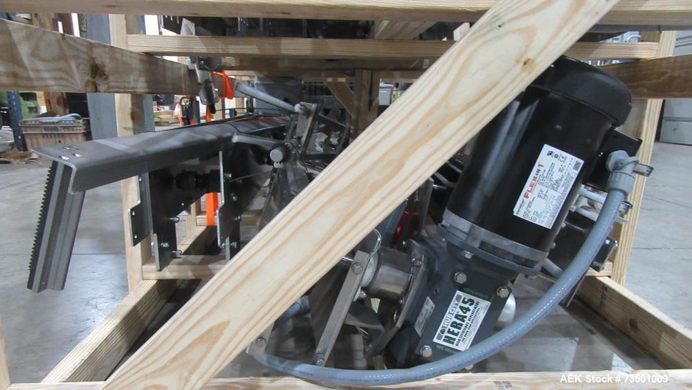 Unused Arrowhead Line Conveyor with Gripper Air Lowerator Rinser. Has Nema 4X HBLDS3AC local motor safety disconnects and Septimatech guide rails.