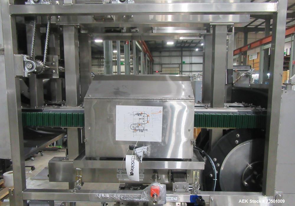 Unused Arrowhead Line Conveyor with Gripper Air Lowerator Rinser. Has Nema 4X HBLDS3AC local motor safety disconnects and Septimatech guide rails.