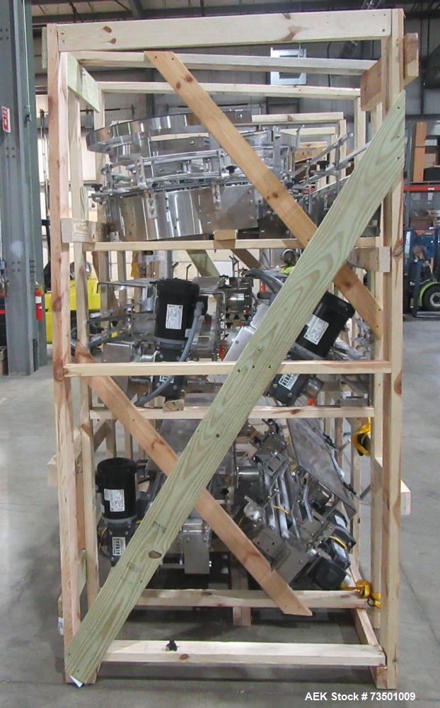 Unused Arrowhead Line Conveyor with Gripper Air Lowerator Rinser. Has Nema 4X HBLDS3AC local motor safety disconnects and Septimatech guide rails.