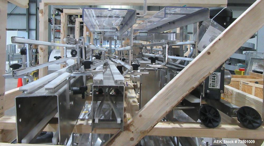 Unused Arrowhead Line Conveyor with Gripper Air Lowerator Rinser. Has Nema 4X HBLDS3AC local motor safety disconnects and Septimatech guide rails.