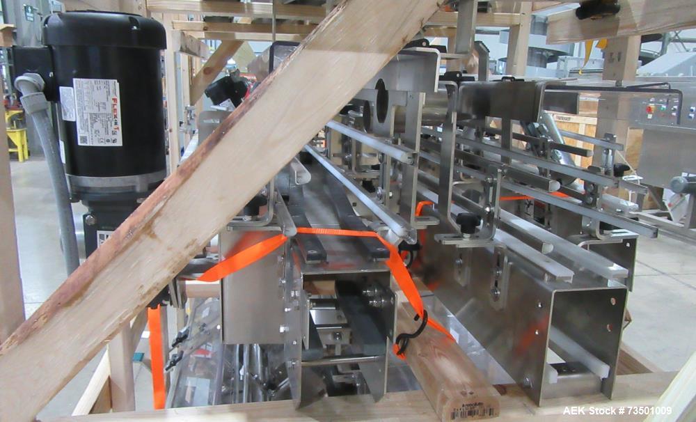 Unused Arrowhead Line Conveyor with Gripper Air Lowerator Rinser. Has Nema 4X HBLDS3AC local motor safety disconnects and Septimatech guide rails.