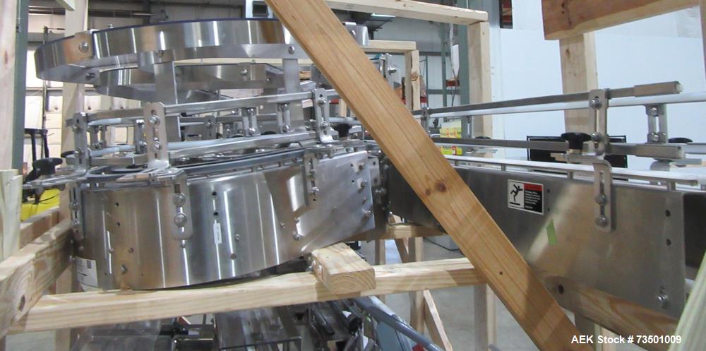 Unused Arrowhead Line Conveyor with Gripper Air Lowerator Rinser. Has Nema 4X HBLDS3AC local motor safety disconnects and Septimatech guide rails.