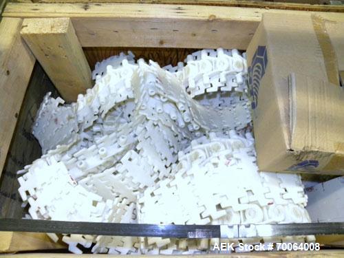 Used Flexlink "U" Shaped Table Top Belt Conveyor. 4" Wide plastic belt. (1) 86" long straight section, (1) 148" long straight section, (1) 144" long U section, (1) 24" long drive section. 1/2 hp, 3/6...