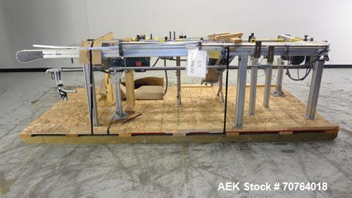 Used Flexlink 20 Conveyor. Counterclock with 10" radius. 3-1/4" flexible belt. 3-1/4" Delrin tabletop chain.