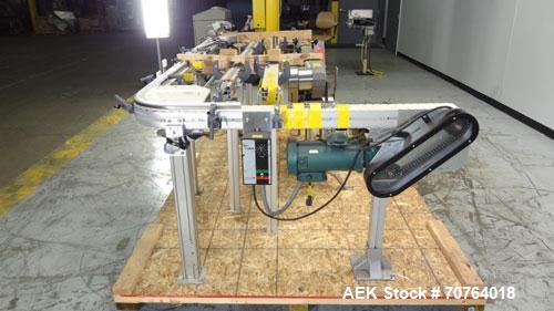 Used Flexlink 20 Conveyor. Counterclock with 10" radius. 3-1/4" flexible belt. 3-1/4" Delrin tabletop chain.