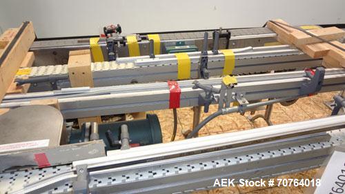 Used Flexlink 20 Conveyor. Counterclock with 10" radius. 3-1/4" flexible belt. 3-1/4" Delrin tabletop chain.