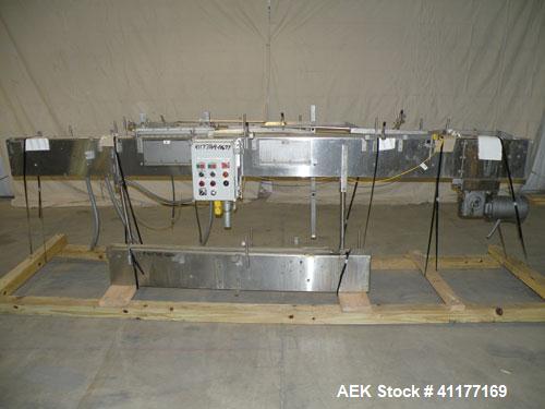 Used Garvey 9600 Series Tabletop Chain Conveyor. Unit is 15' long x 3-1/4" wide (can handle 4-1/2" chain). Has 1/2 hp 3/60/230/460V motor. All stainless steel frame and legs. Adjustable height legs. ...