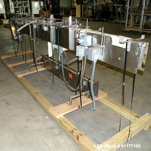 Used Garvey 9600 Series Tabletop Chain Conveyor. Unit is 15' long x 3-1/4" wide (can handle 4-1/2" chain). Has 1/2 hp 3/60/230/460V motor. All stainless steel frame and legs. Adjustable height legs. ...