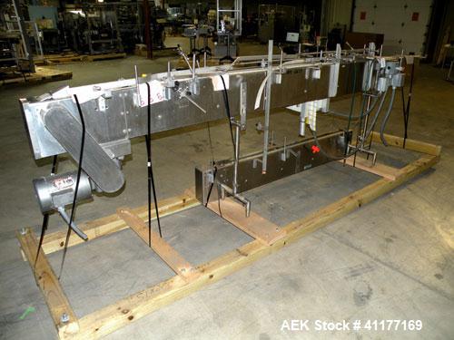 Used Garvey 9600 Series Tabletop Chain Conveyor. Unit is 15' long x 3-1/4" wide (can handle 4-1/2" chain). Has 1/2 hp 3/60/230/460V motor. All stainless steel frame and legs. Adjustable height legs. ...